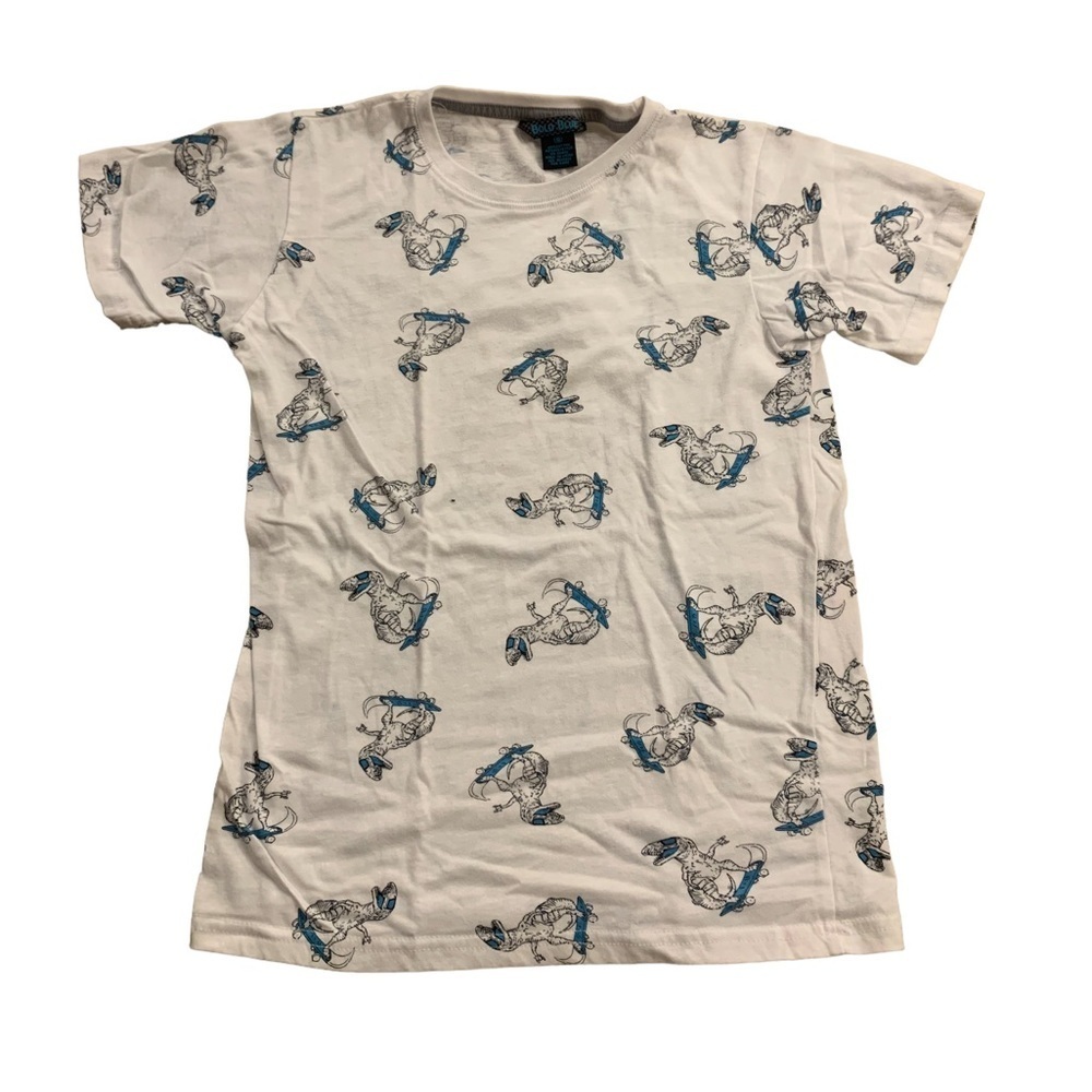 Bold Blue | White Short Sleeve T-Shirt Size 10 Skateboarding Dinosaur T-Rex - Picture 4 of 8
